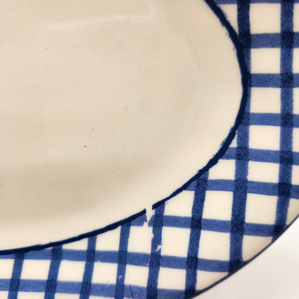 Rae Dunn Blue & White Checkered Appetizer/Dessert Plates, Set of 2 - Picture 4 of 9